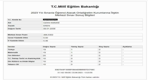 ORDU’NUN LGS BİRİNCİSİ AYBASTI'DAN