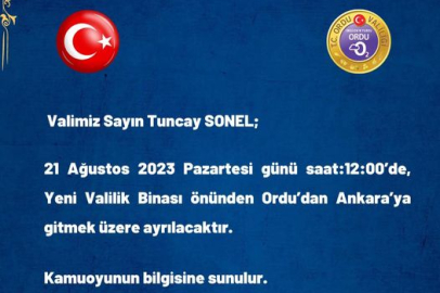 SONEL 21 AĞUSTOS’TA ORDU’DAN AYRILACAK