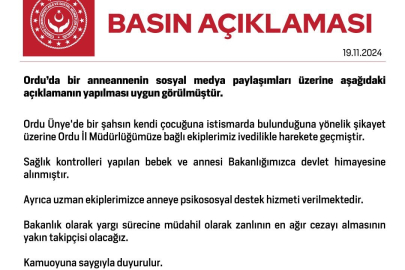 ÜNYE’DE ANNEANNENİN İHBARI BAKANLIĞI HAREKETE GEÇİRDİ