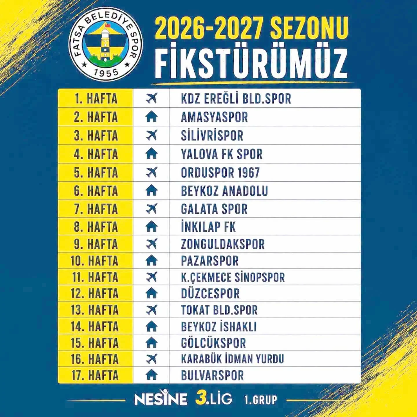 FATSA’NIN 2026-2027 FİKSTÜRÜ BELLİ OLDU